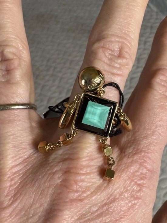 Marc By Marc Jacobs Stacked Block Figure Dusty Jade Green Ring/Size  8 -NWT - Picture 4 of 11